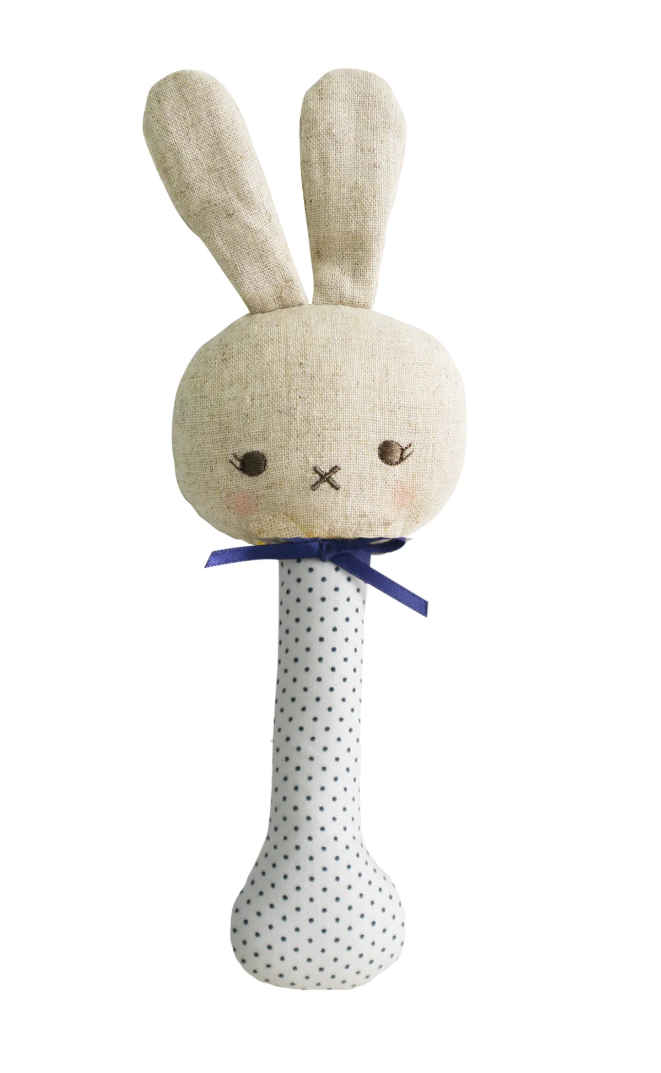 Alimrose Baby Bunny Stick Rattle Navy Spot