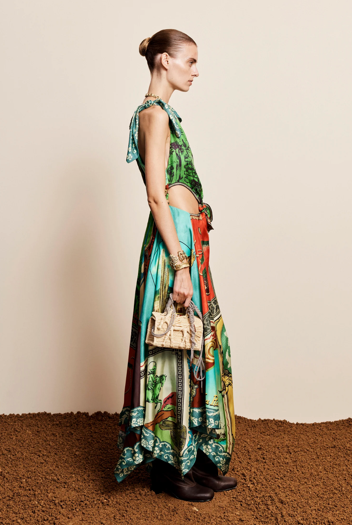 Alemais Ace Horse Raffia Box Bag