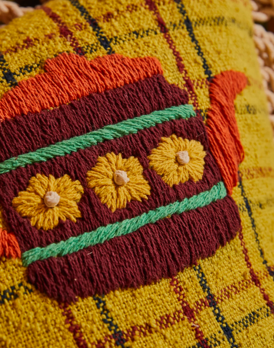 Sage X Clare Carmin Embroidered Cushion