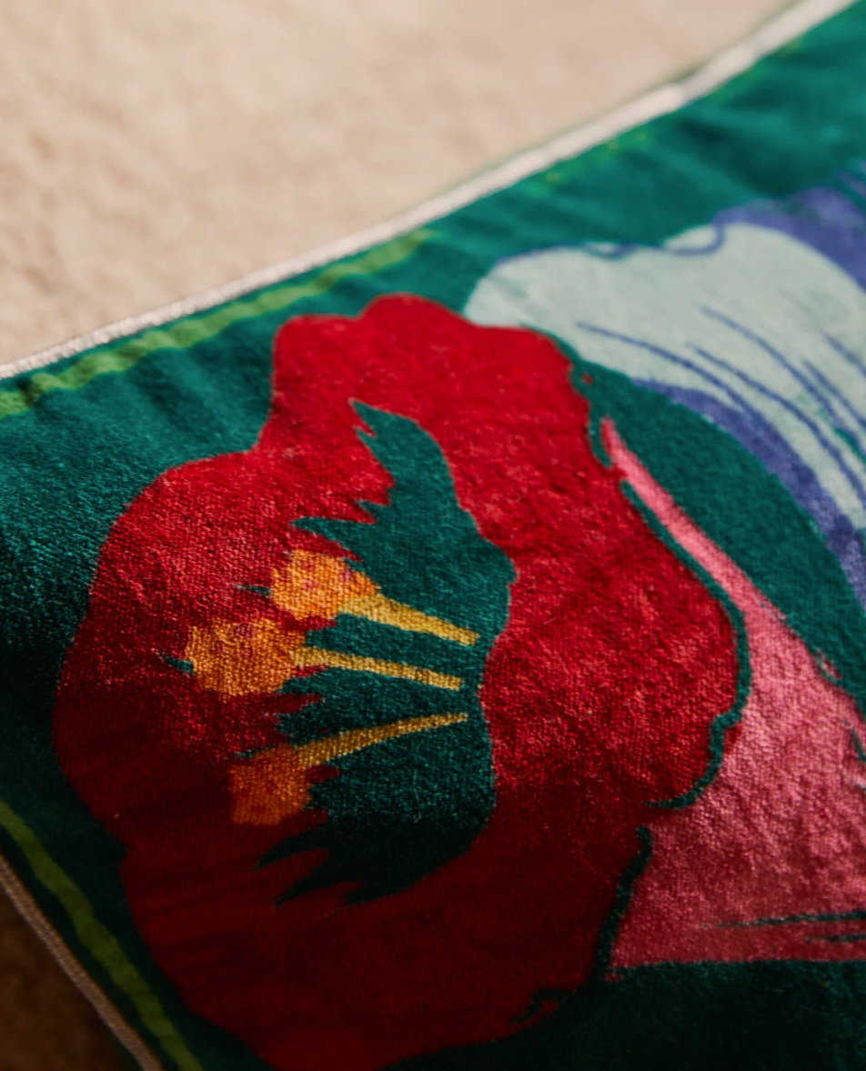 Sage X Clare Ines Velvet Cushion Verdant