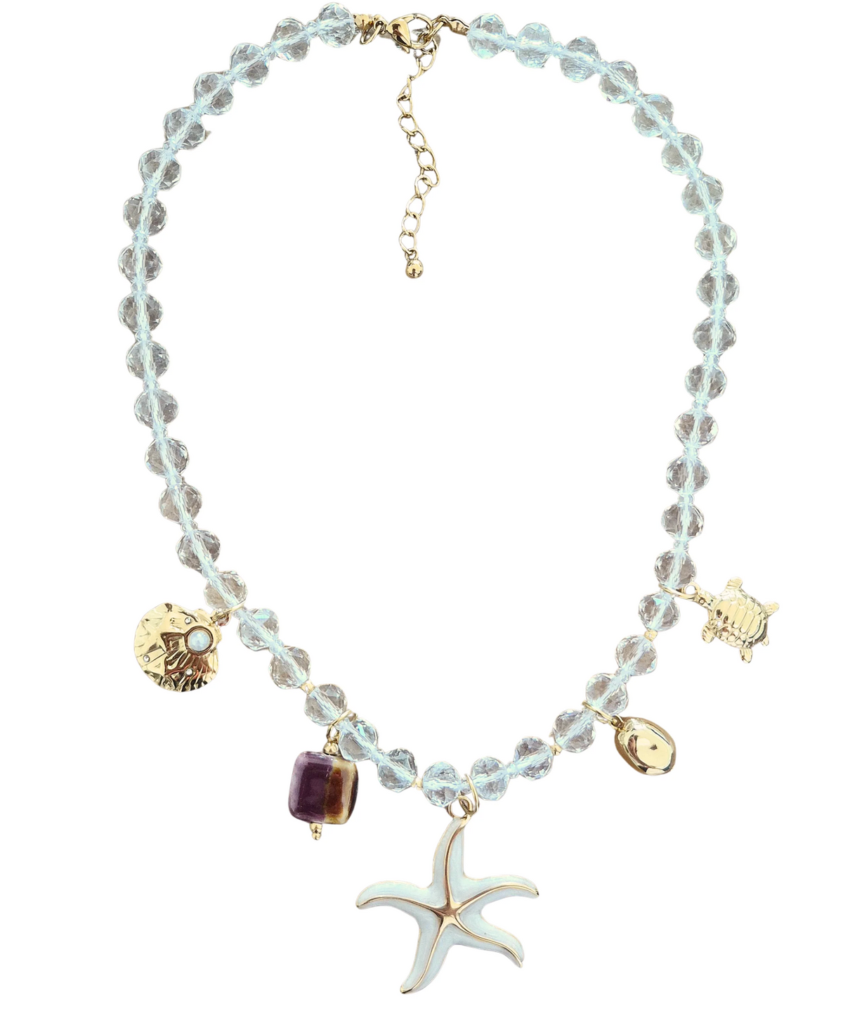 Gold Pearl Charm Necklace