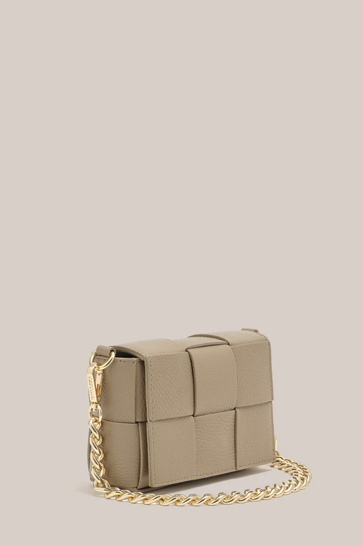 Vestirsi Margot Mushroom Mini Leather Woven Bag