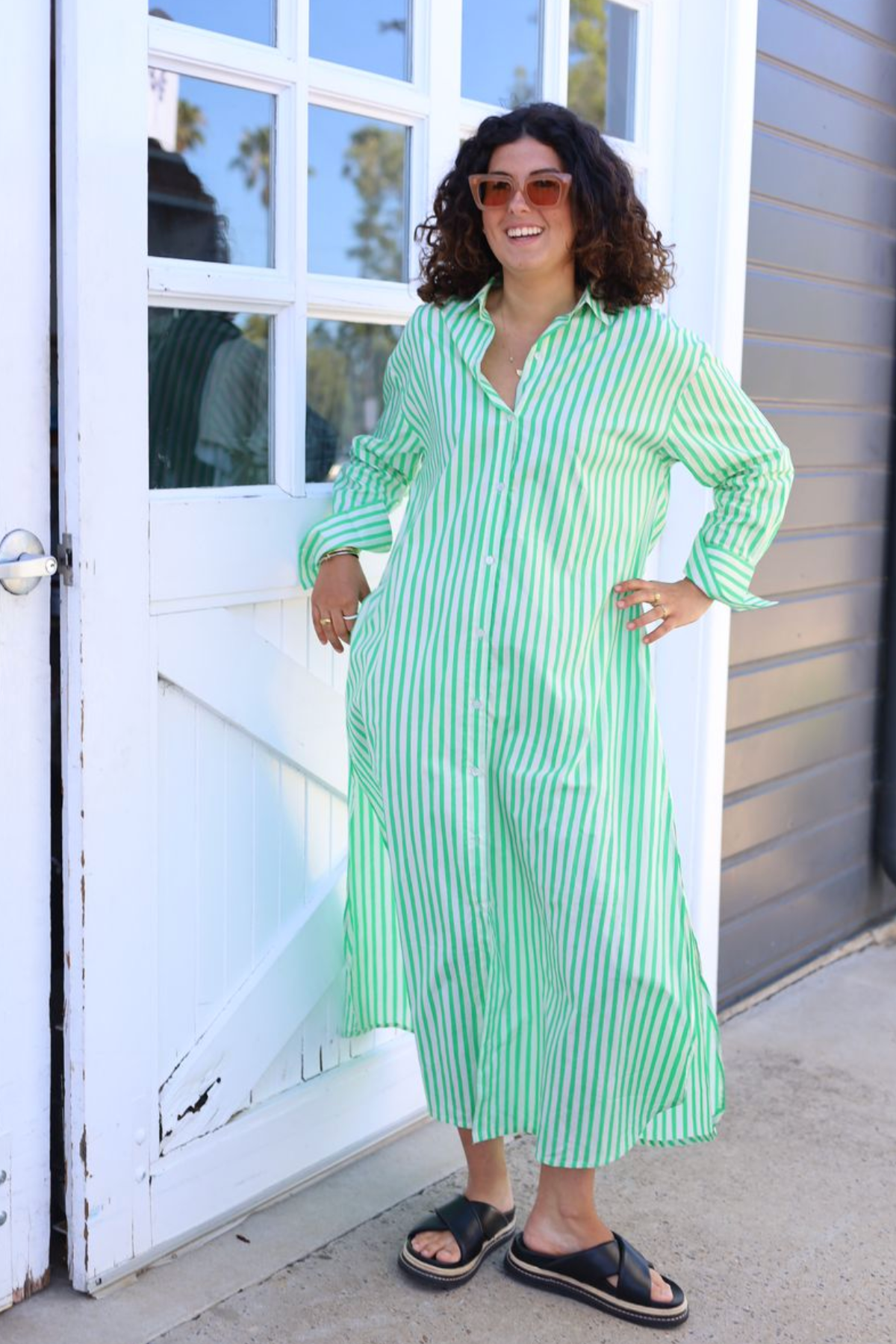 Grace & May Noosa Green Stripe Dress