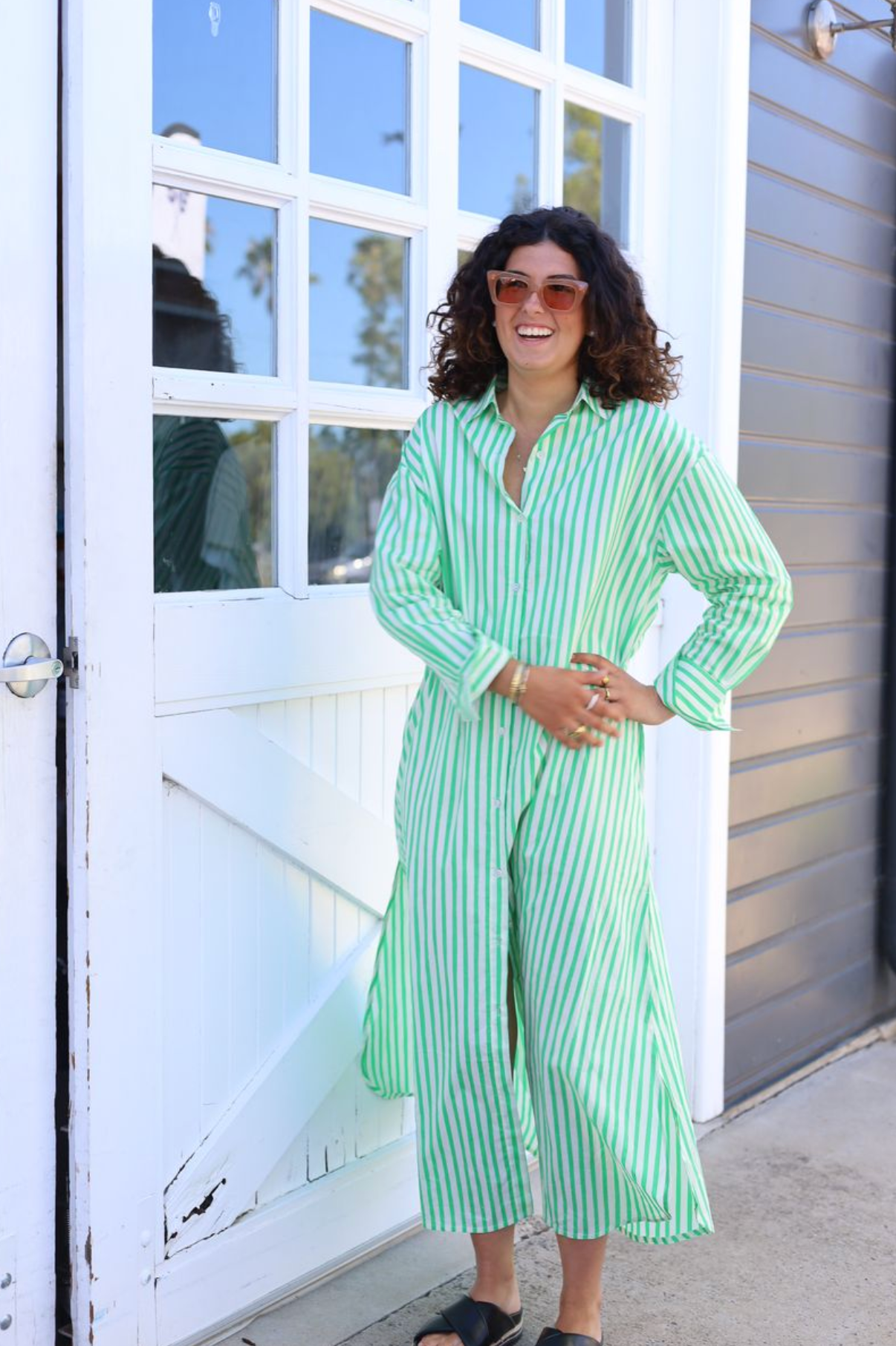 Grace & May Noosa Green Stripe Dress