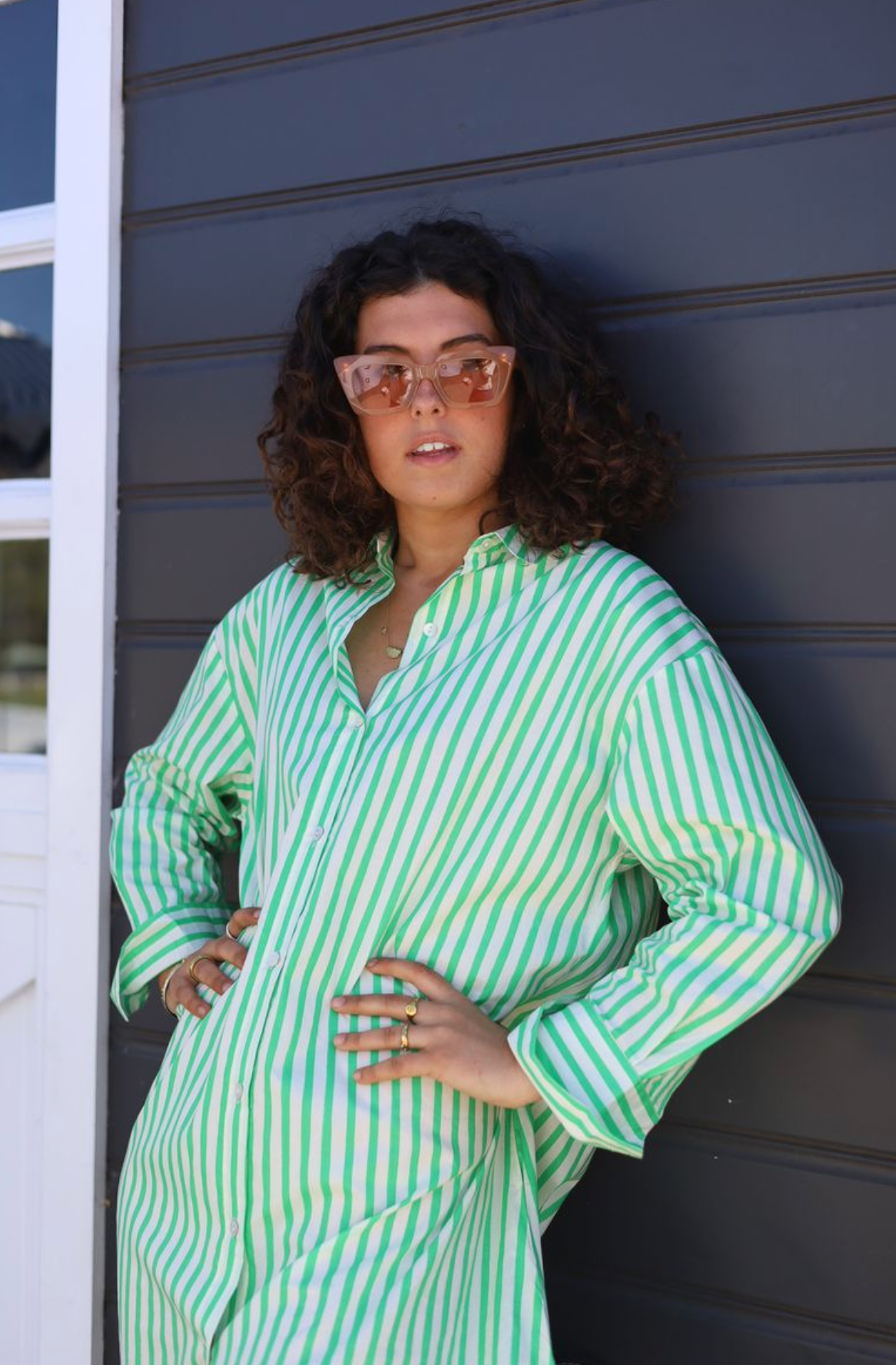 Grace & May Noosa Green Stripe Dress