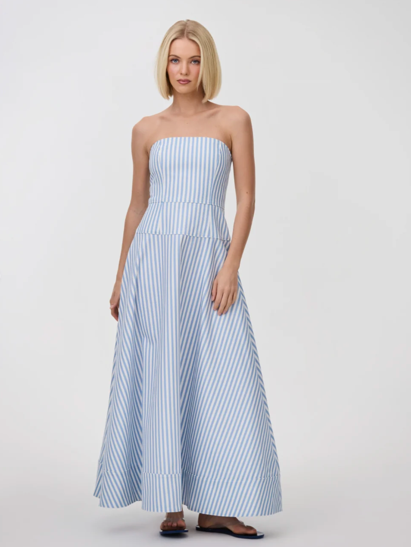 Aston Studio Sloane Denim Periwinkle Stripe Dress