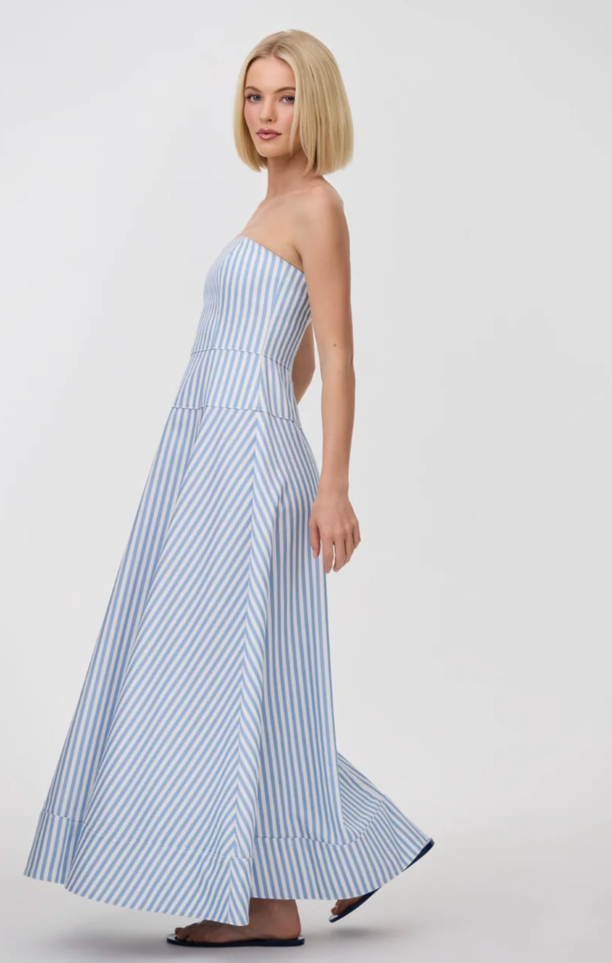 Aston Studio Sloane Denim Periwinkle Stripe Dress