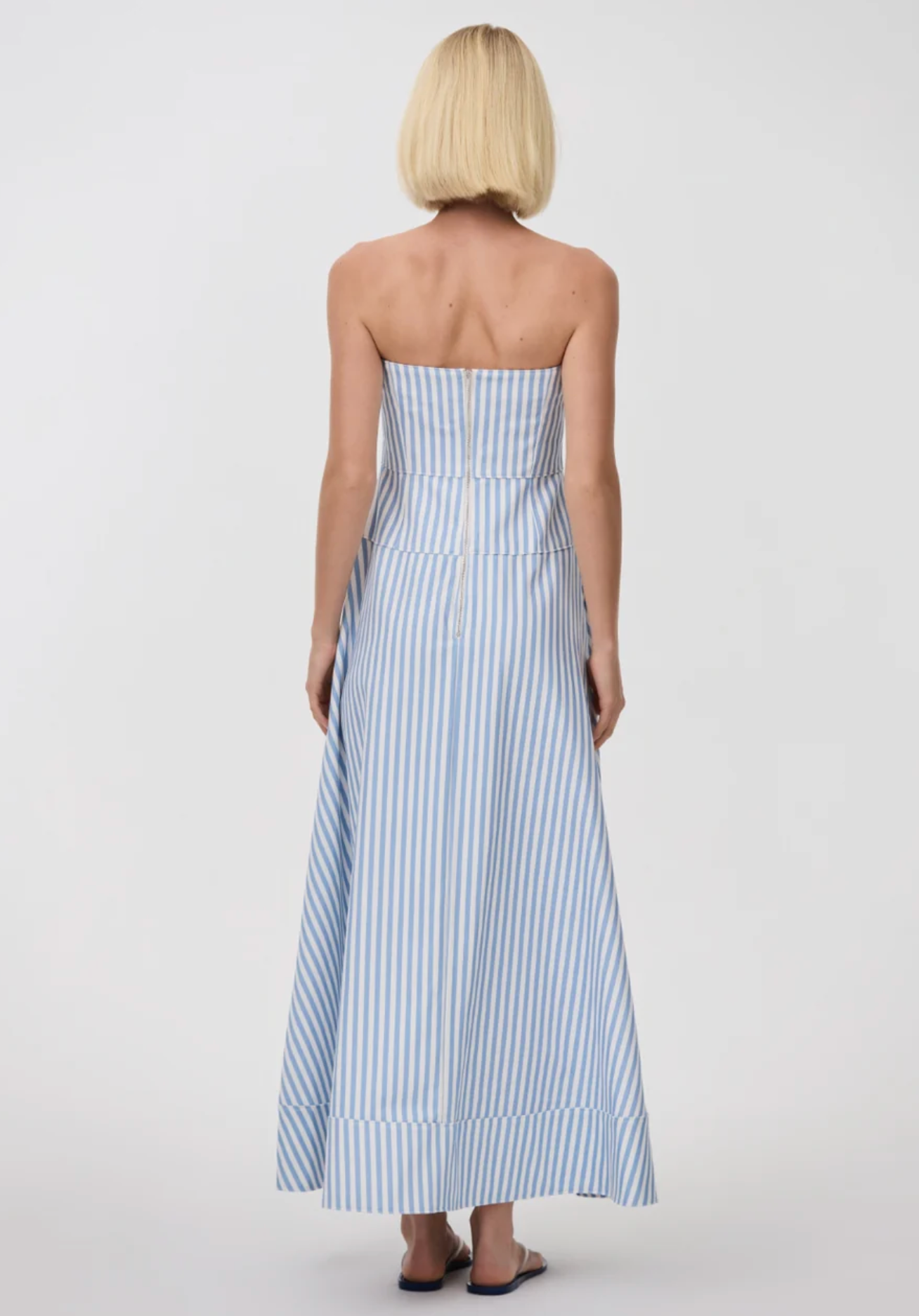 Aston Studio Sloane Denim Periwinkle Stripe Dress