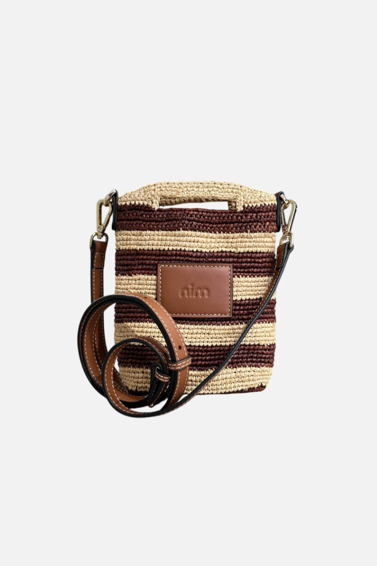 Nim Leather Trimmed Raffia Pocket