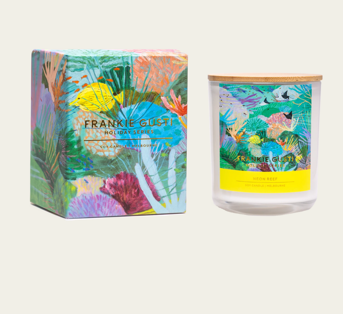 Frankie Gusti Holiday Series Candle Neon Reef