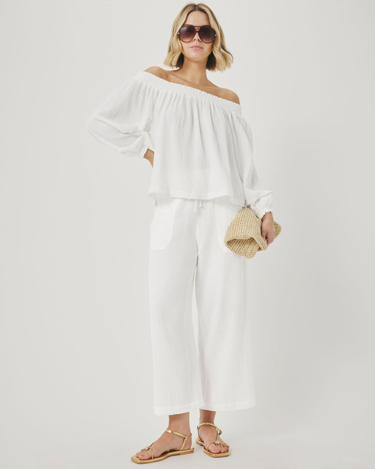 Splendid Ava Gauze Pant - White
