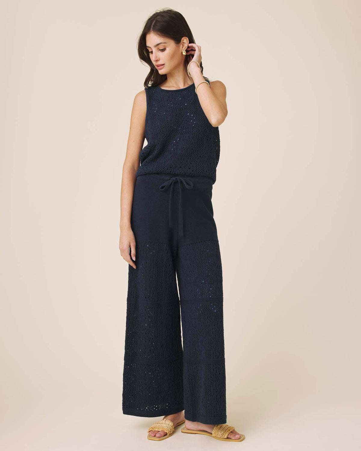 Splendid Beckham Crochet Sweater Pant - Navy
