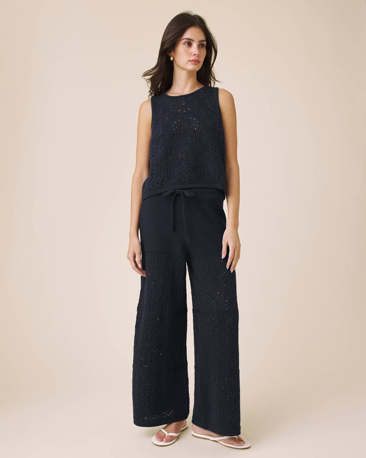 Splendid Beckham Crochet Sweater Tank - Navy