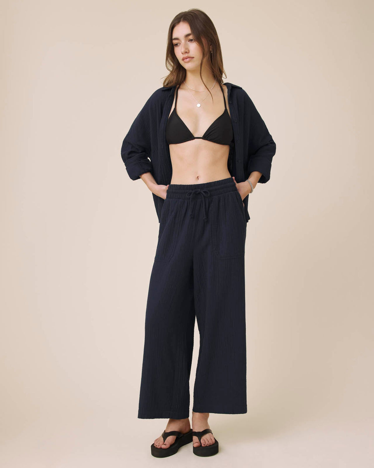 Splendid Ava Gauze Pant - Navy