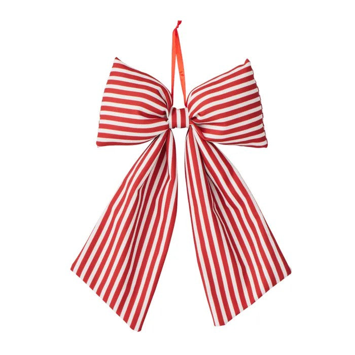 Classic Pinstripe Bow Ornament Red 30cm