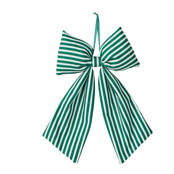 Classic Pinstripe Bow Ornament Green 30cm