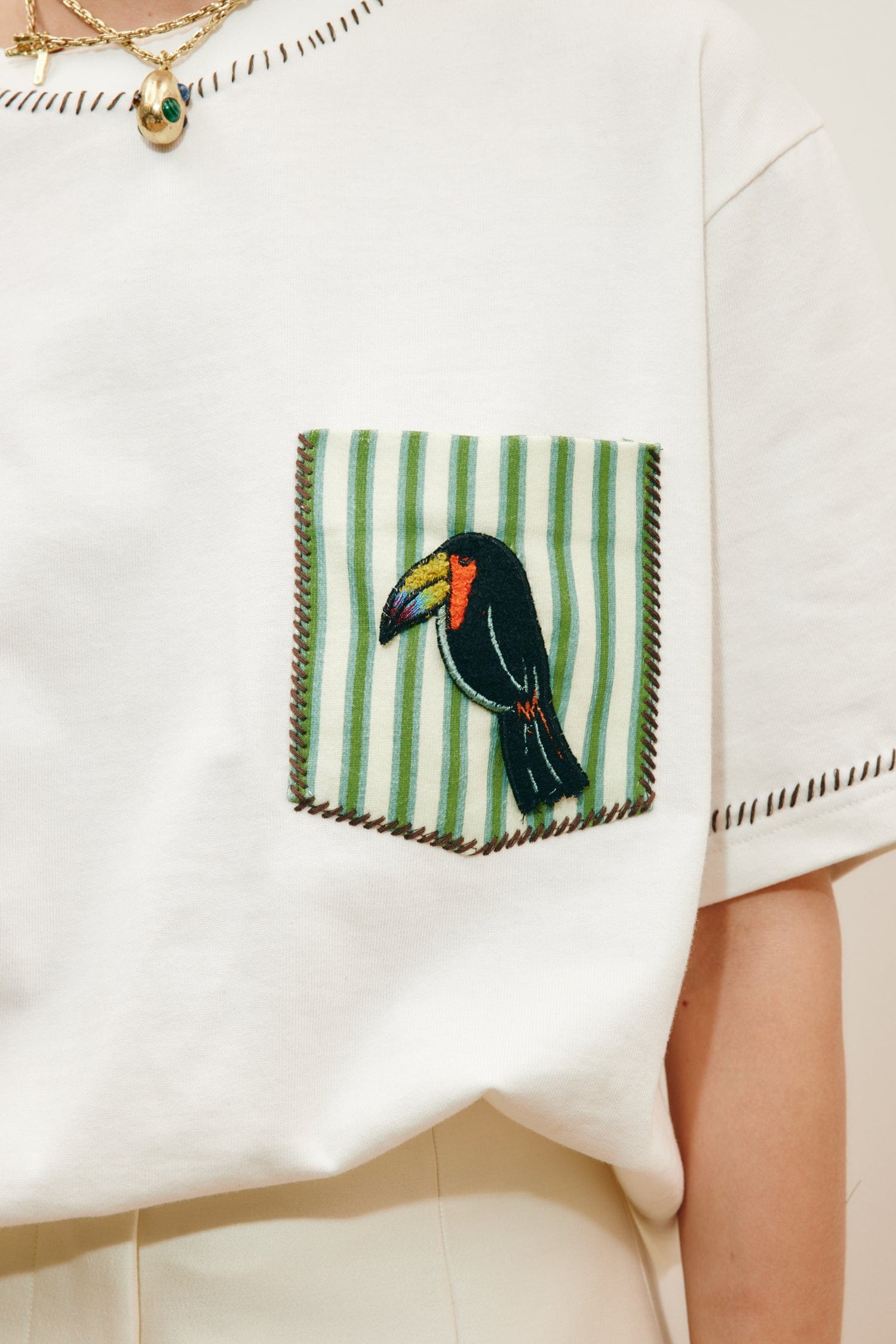 Alemais Toucan Tango Embroidered Pocket tee