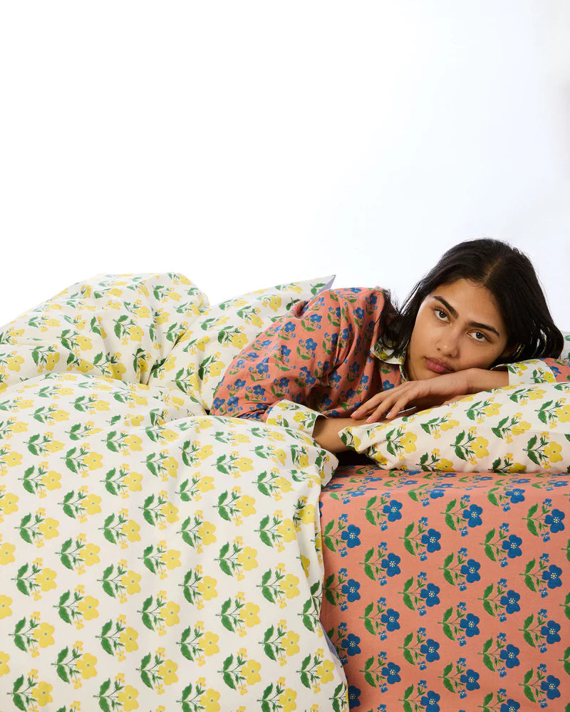 Kip & Co x Anna Spiro Indian Summer Rose Organic Cotton Fitted Sheet