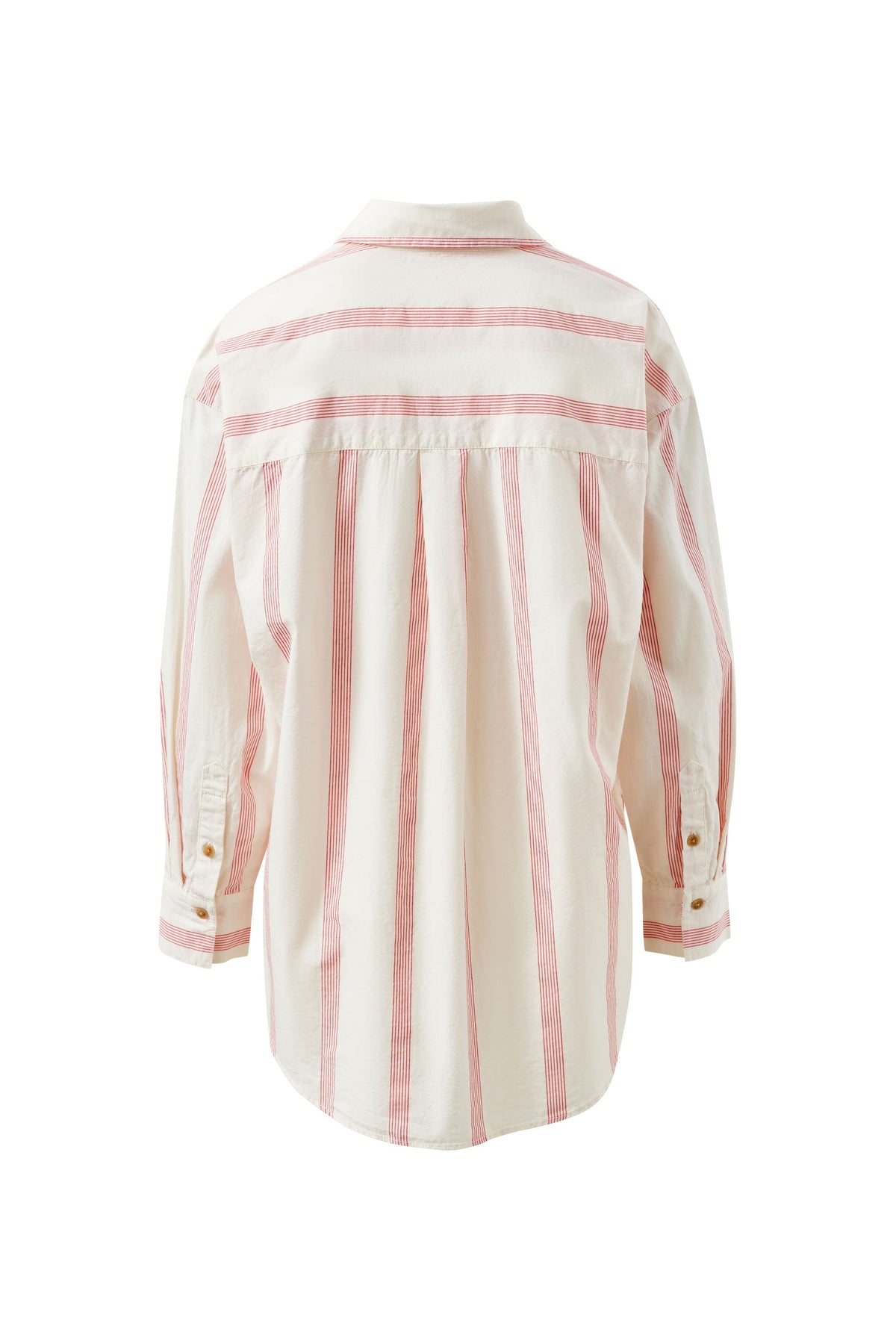 Ceres Life Peta Oversized Shirt in Variegated Red Stripe – view 5