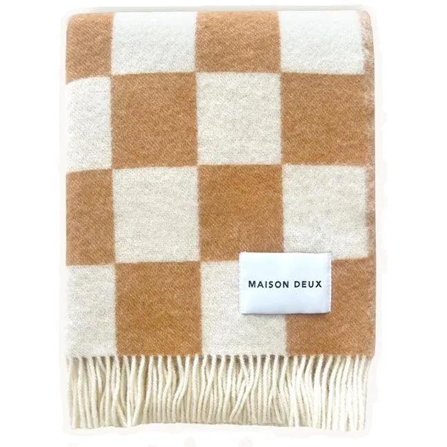 Checkerboard Blanket -Terra White