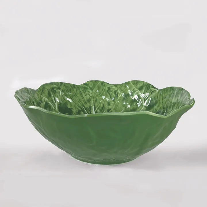Luxe Cabbage Leaf Green Serving Bowl