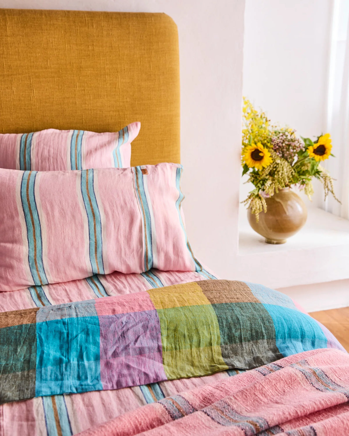 Kip & Co Tickled Pink Stripe Linen Pillowcases 2PSet