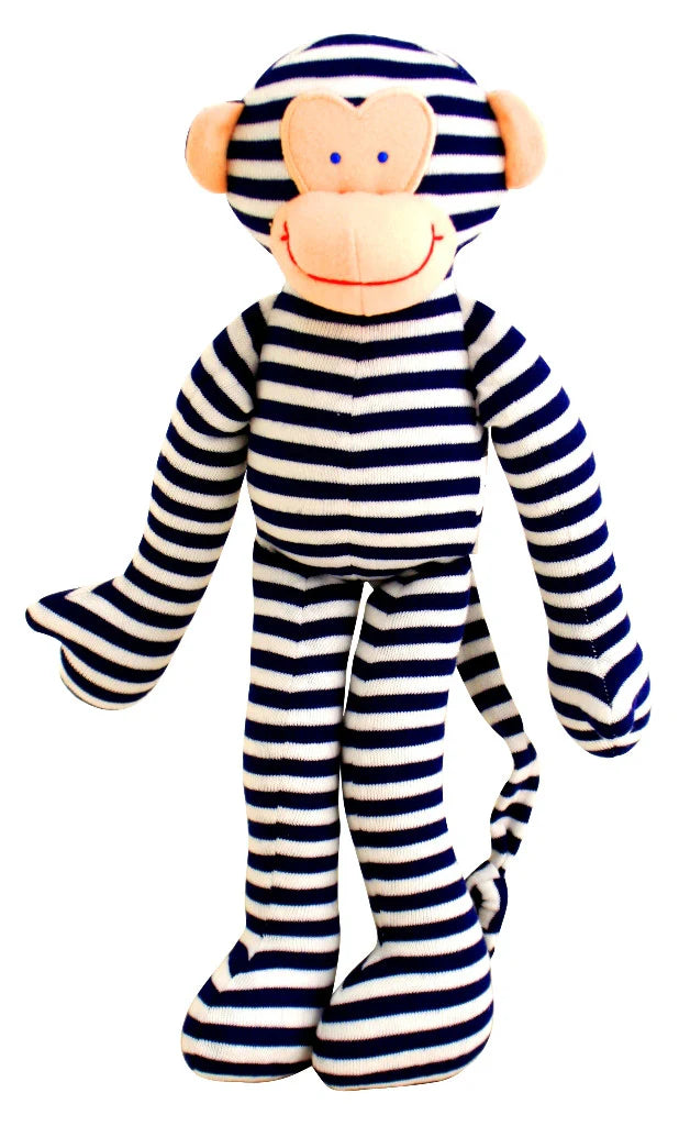 Alimrose Monkey Rattle -Navy Stripe