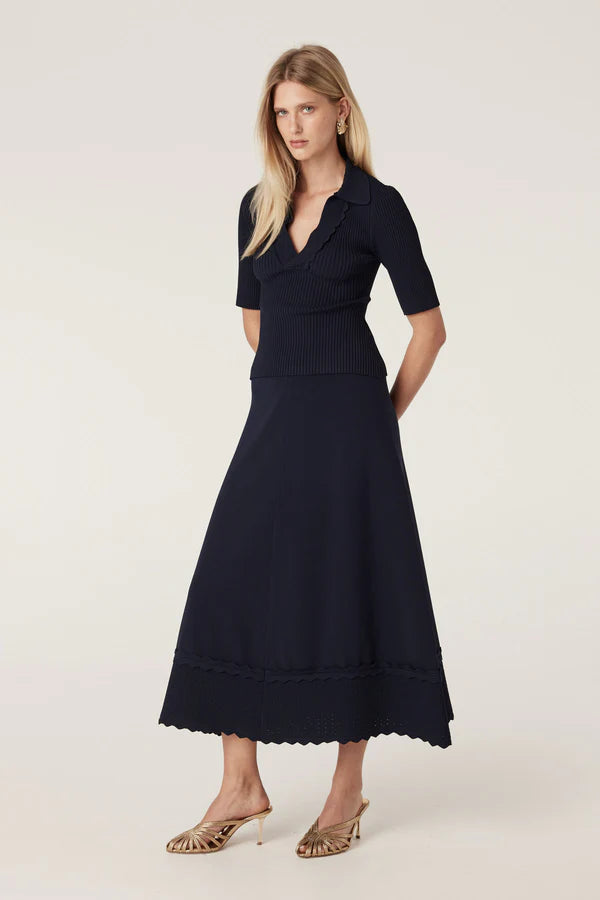 Cable Melbourne Villa Crepe Knit Scallop Skirt