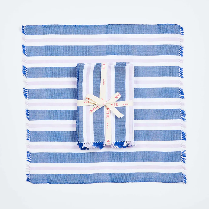 Woven Stripe Blue Napkin (Set 6)
