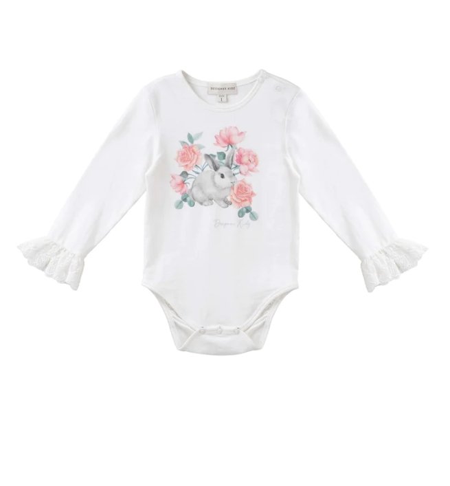 Bunny Floral Lace Cuff Bodysuit - Marval Designs