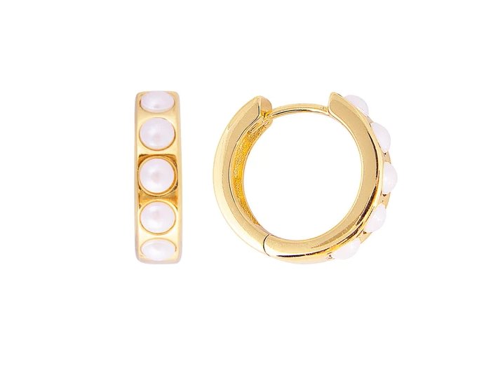Fairley Crystal Pearl Midi Hoops - Marval Designs