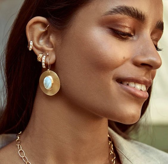 Fairley Crystal Pearl Midi Hoops - Marval Designs