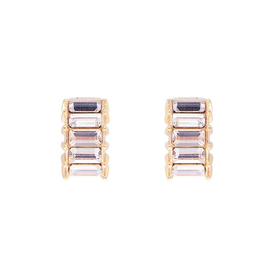 Fairley White Crystal Baguette Huggies - Marval Designs