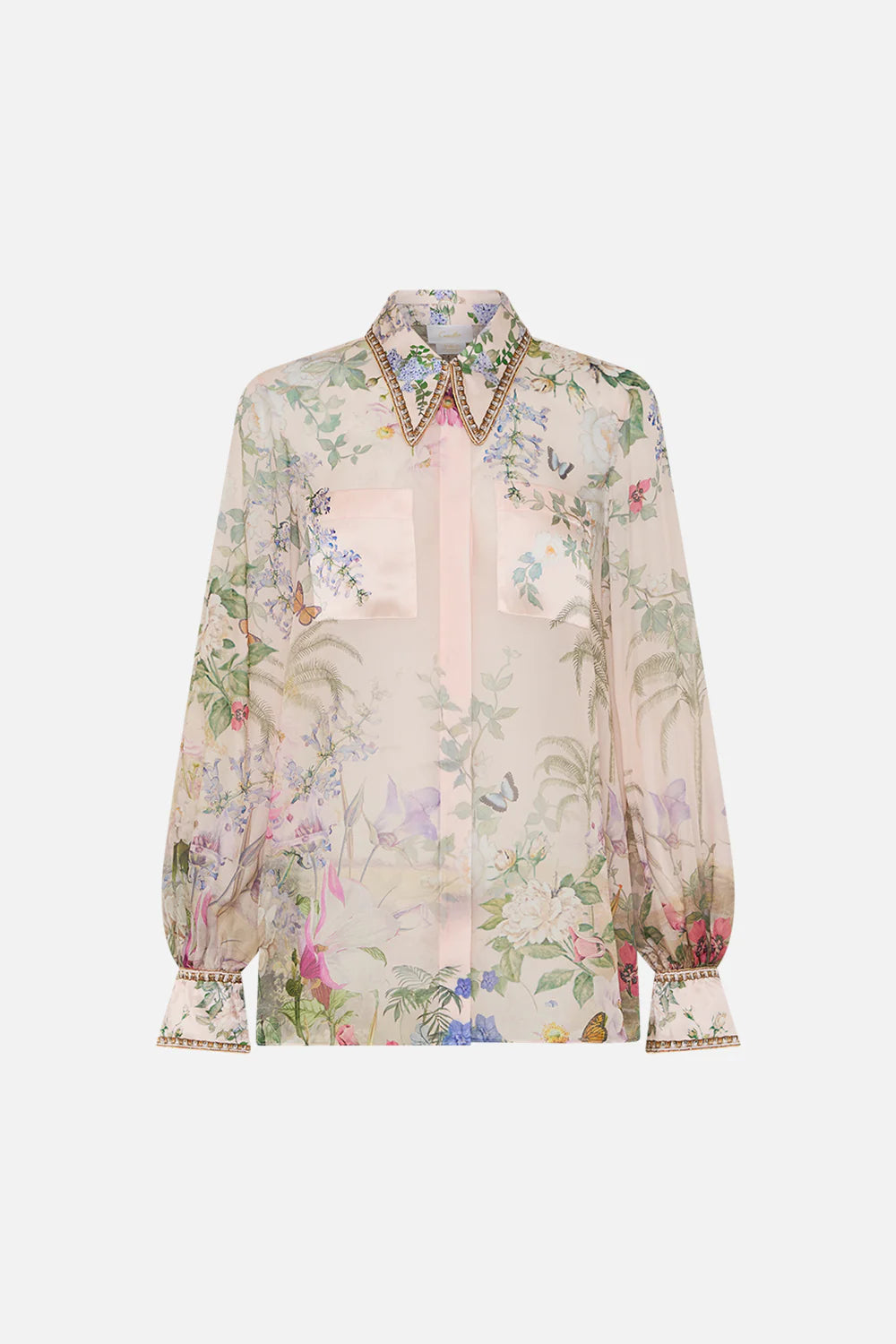 Camilla curved collar blouse with pockets