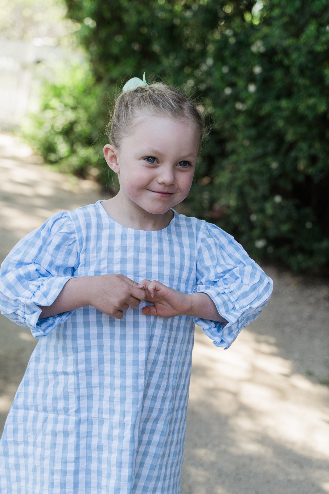 Grace & May Mini Blue Gingham A-line Dress