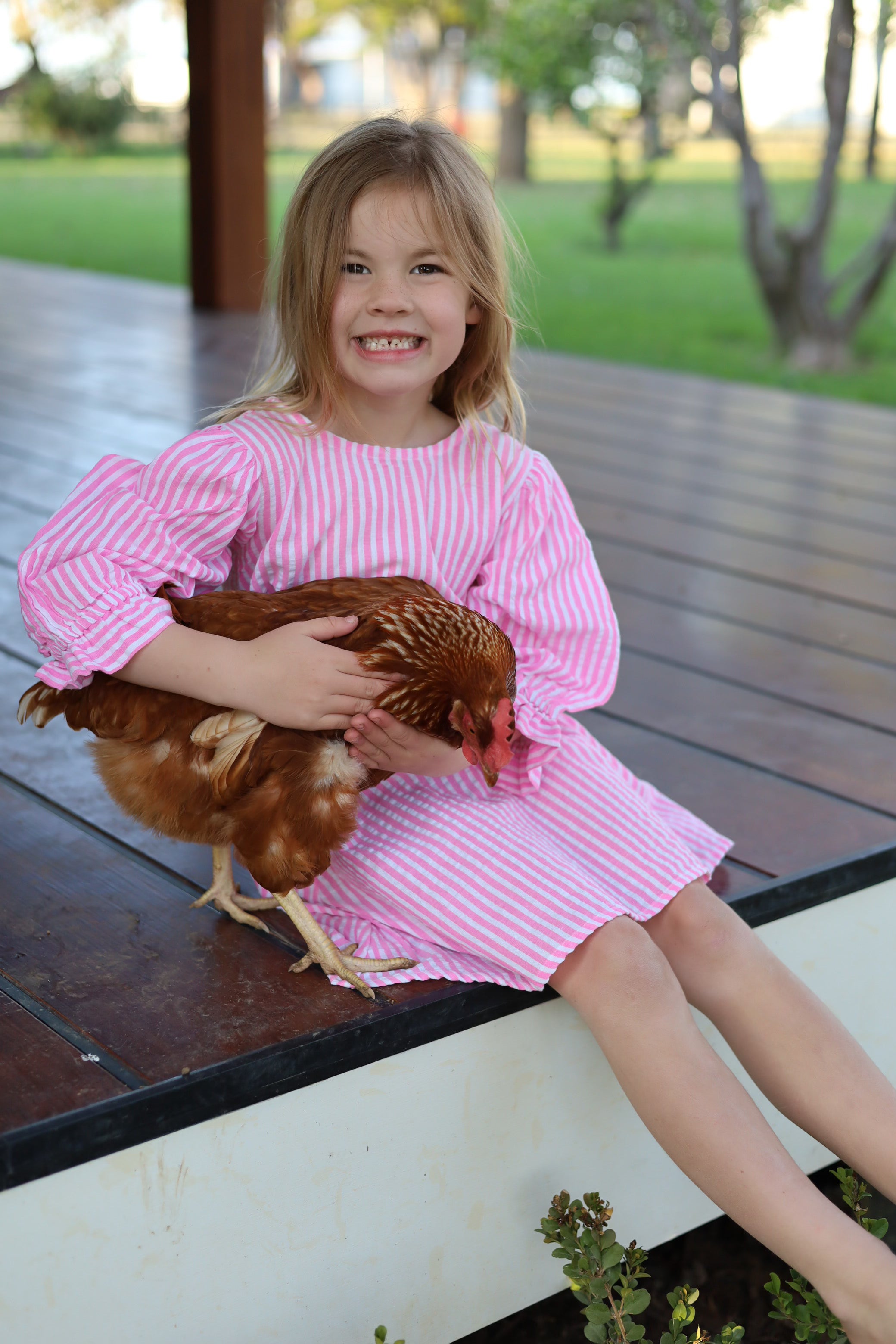 Grace & May Mini Pink Stripe A-line Dress