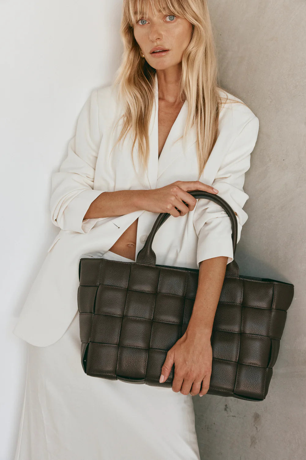 Vestirsi Margot Black Leather Woven Bag