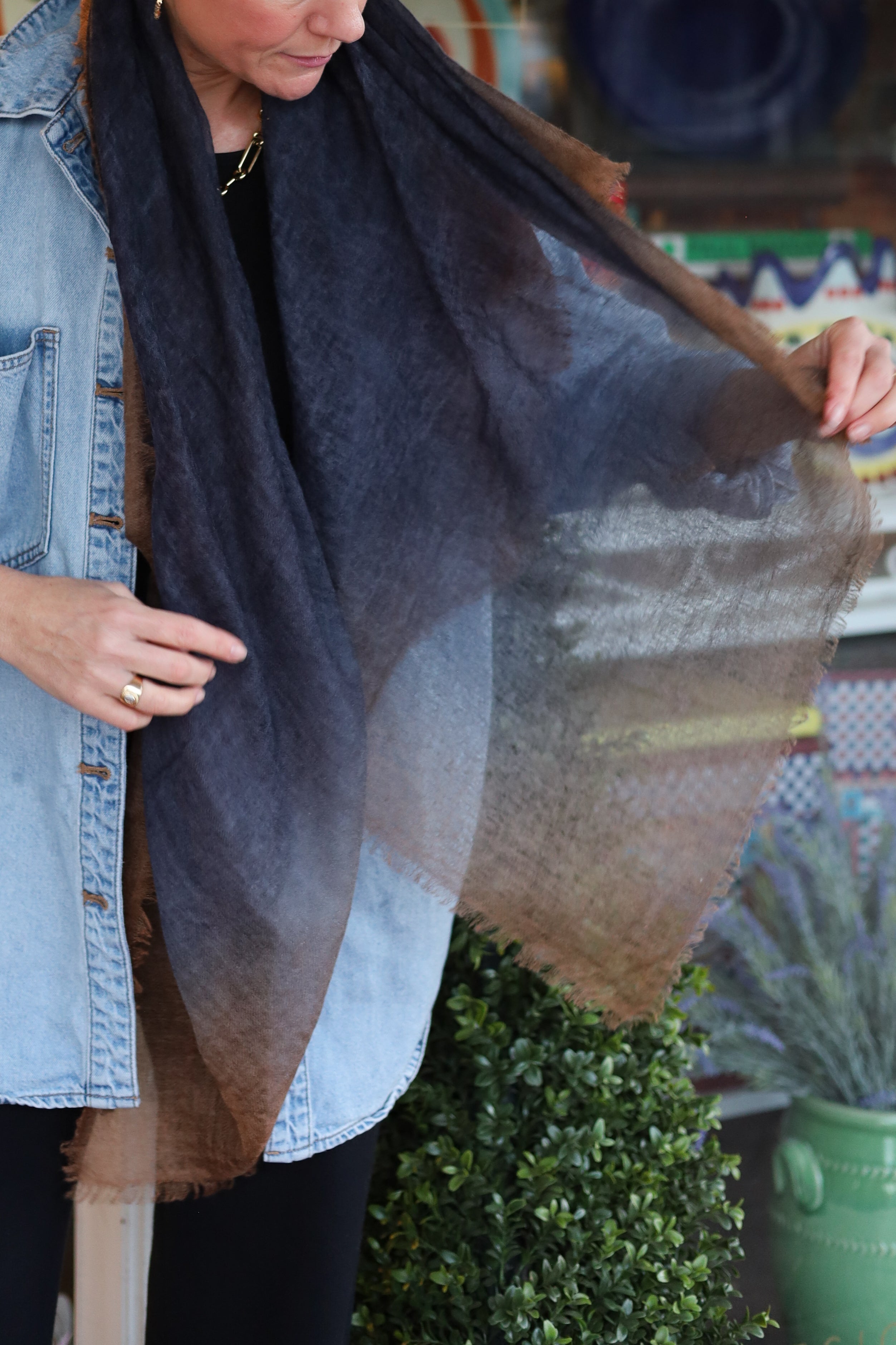 Grace and May Cashmere Scarf Navy