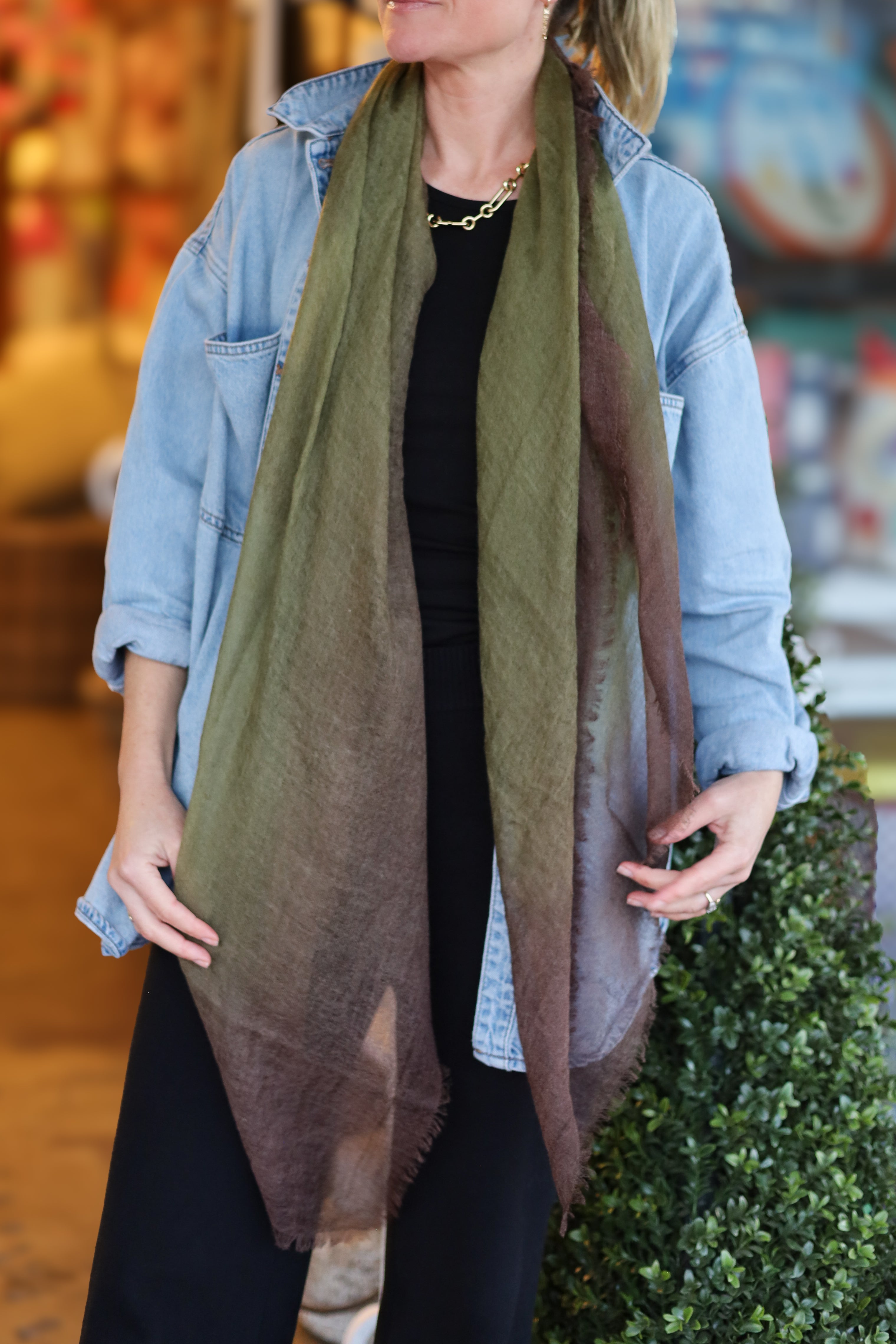 Grace and May Cashmere Scarf Green