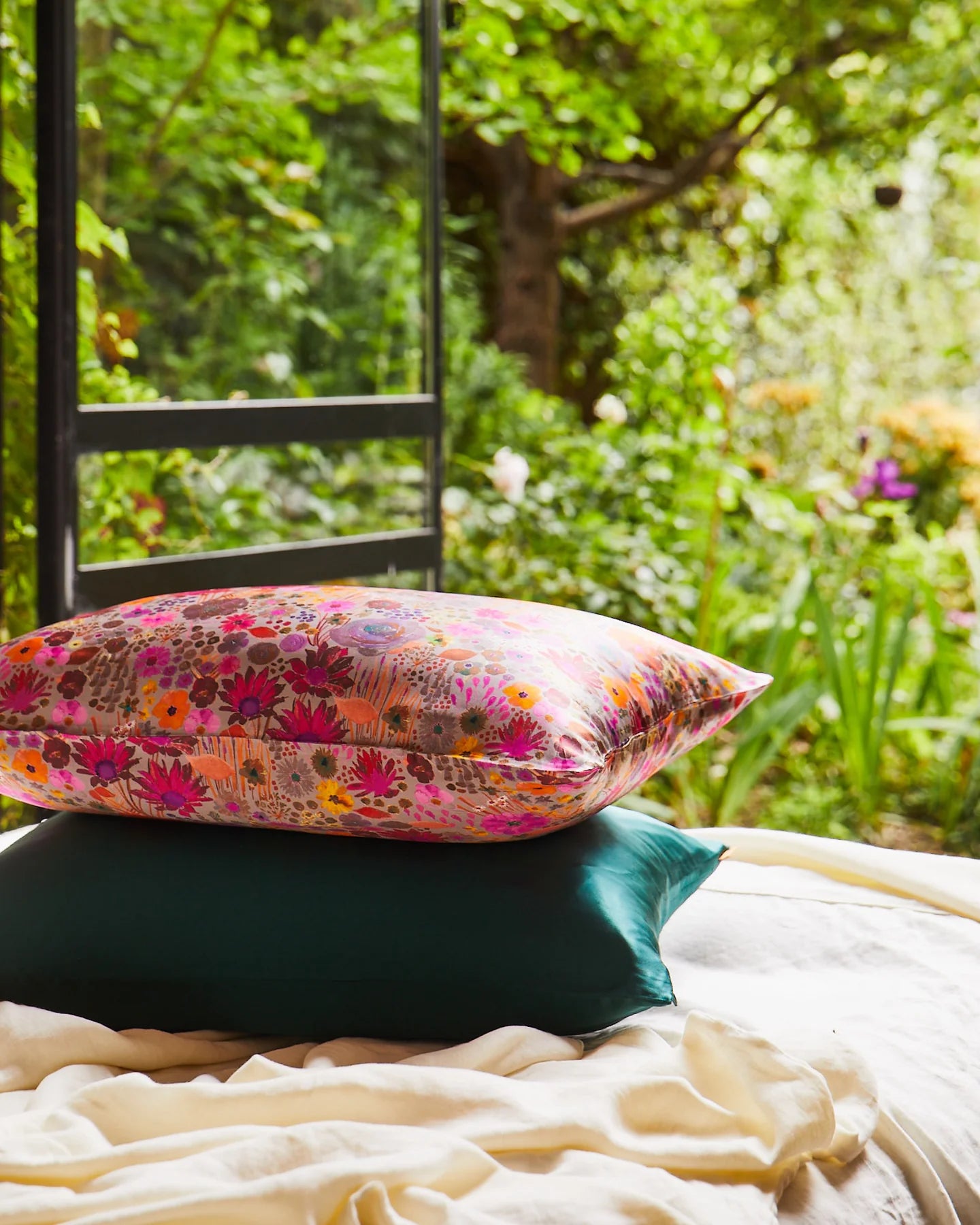 Kip & Co Botanica Green Silk Pillowcase