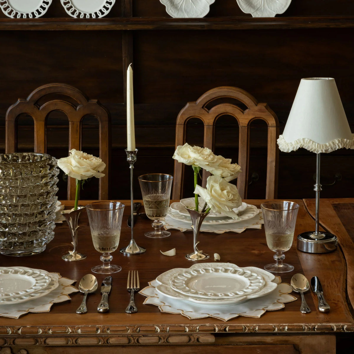 Ivory Scallop Ruffle Lamp Shade