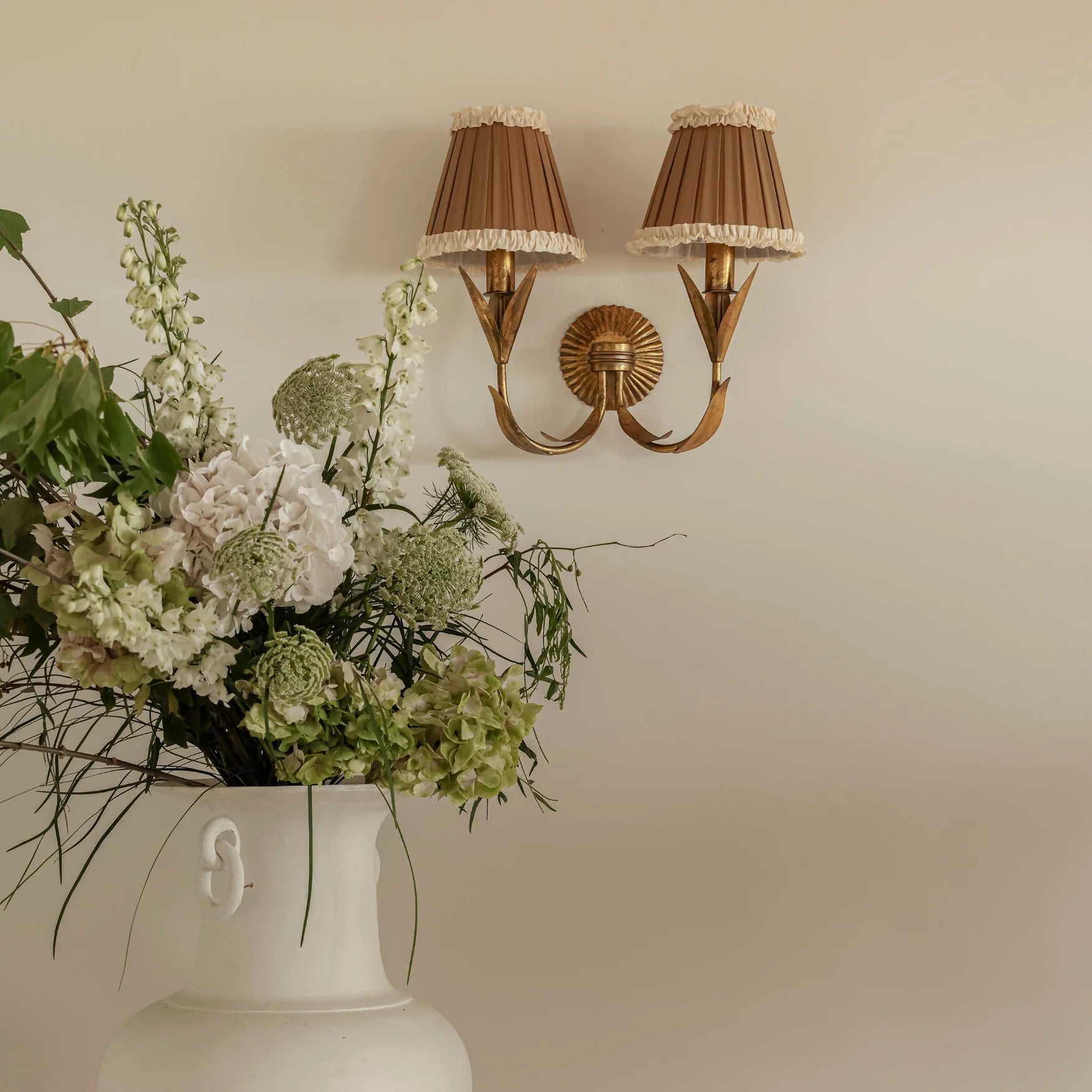 Audrey Camel and Cream Ruffle Shade