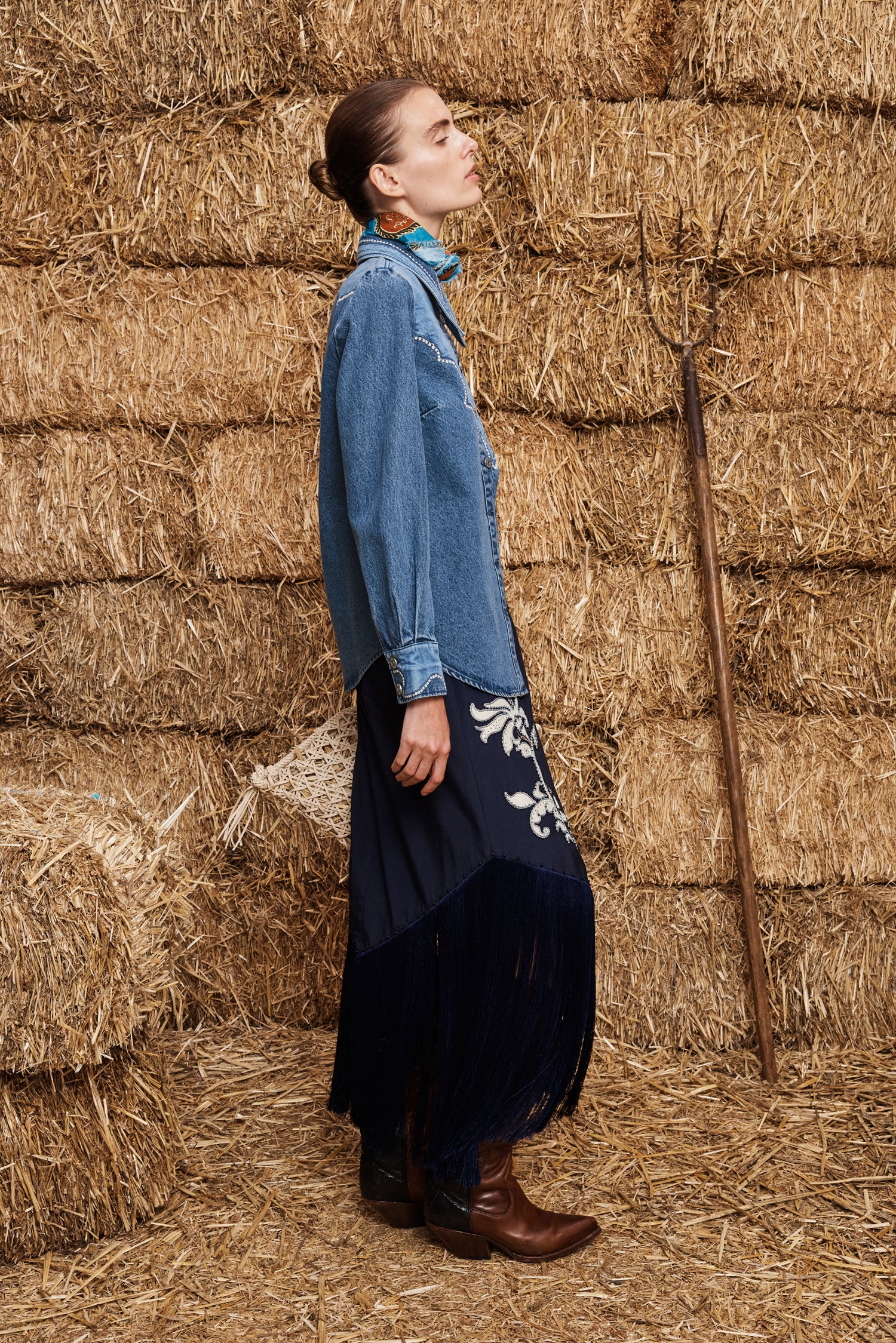Alemais Jesse Denim Applique Shirt