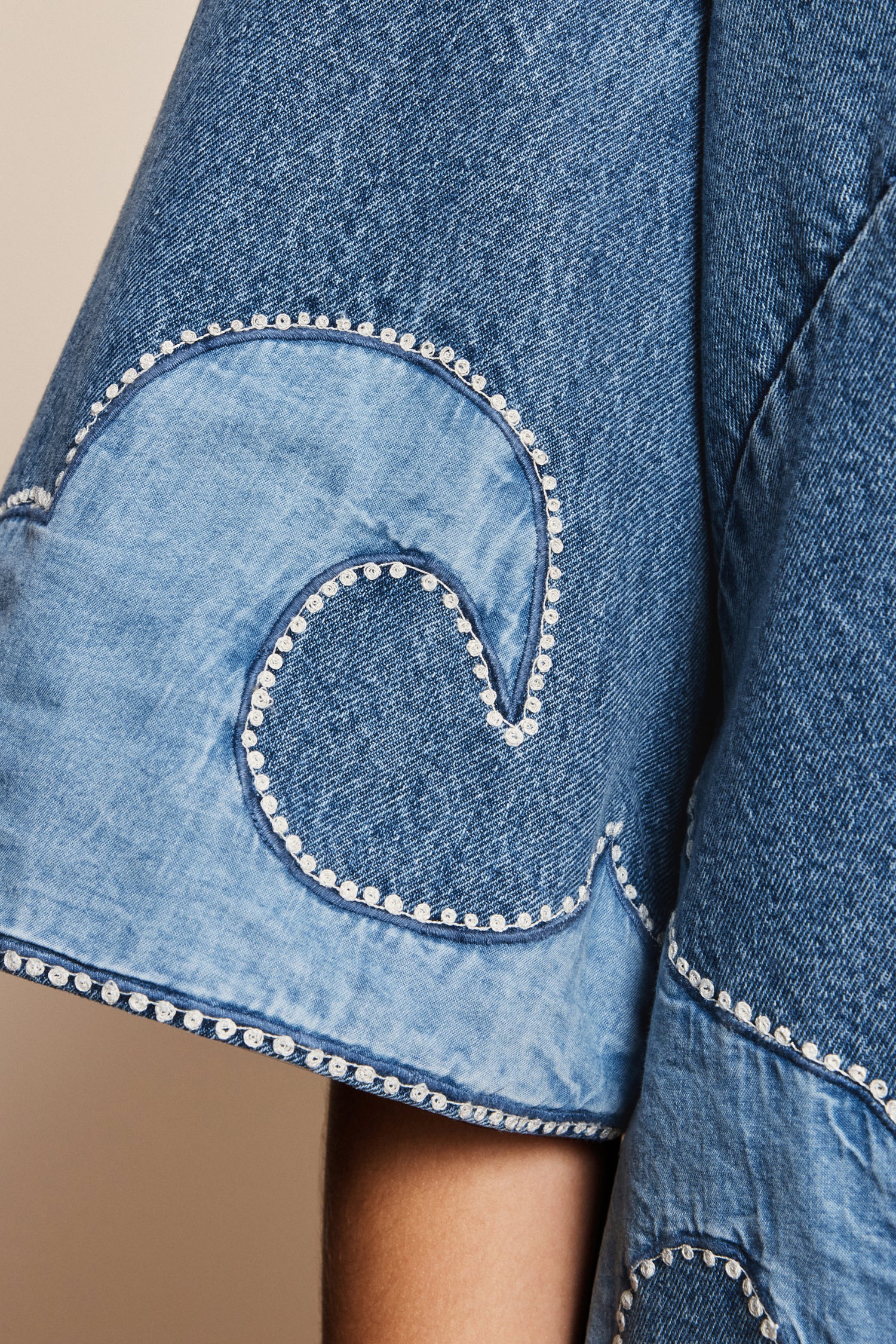 Alemais Jesse Denim Applique Mini Dress