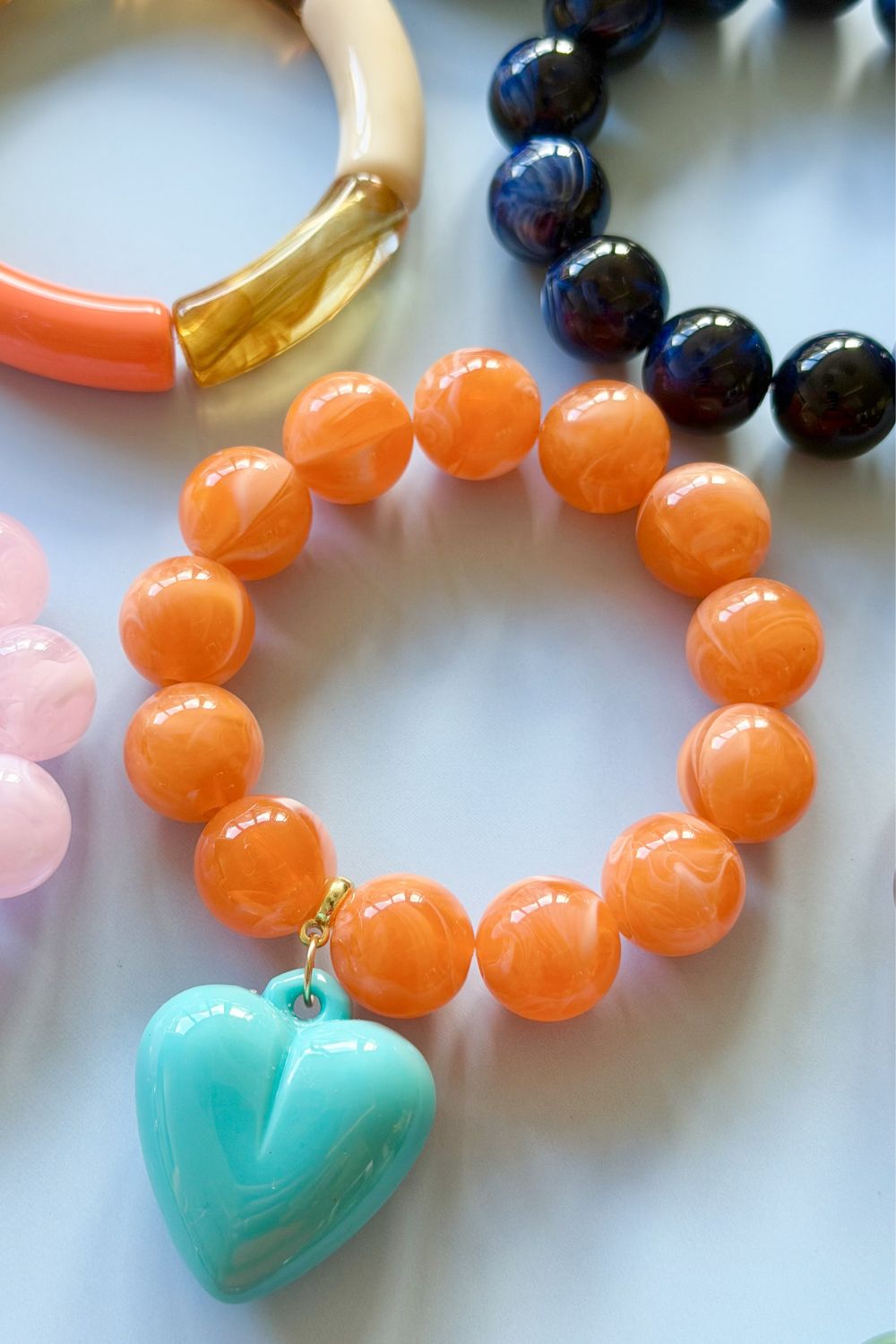 Bubble & Heart Bracelet - Tangerine – Mosk Melbourne jewellery at Marval Designs