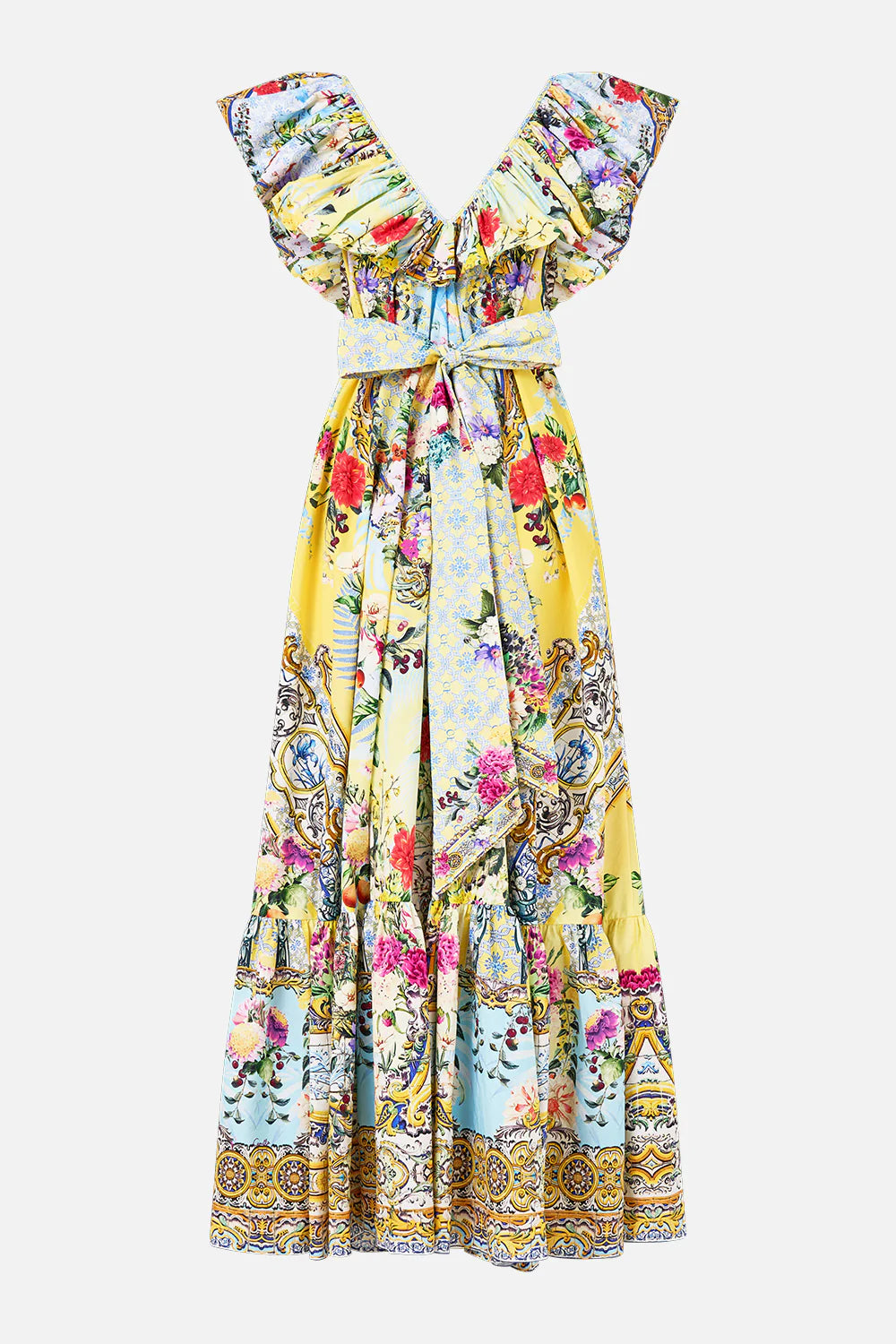 Camilla frill neck dress with hardware