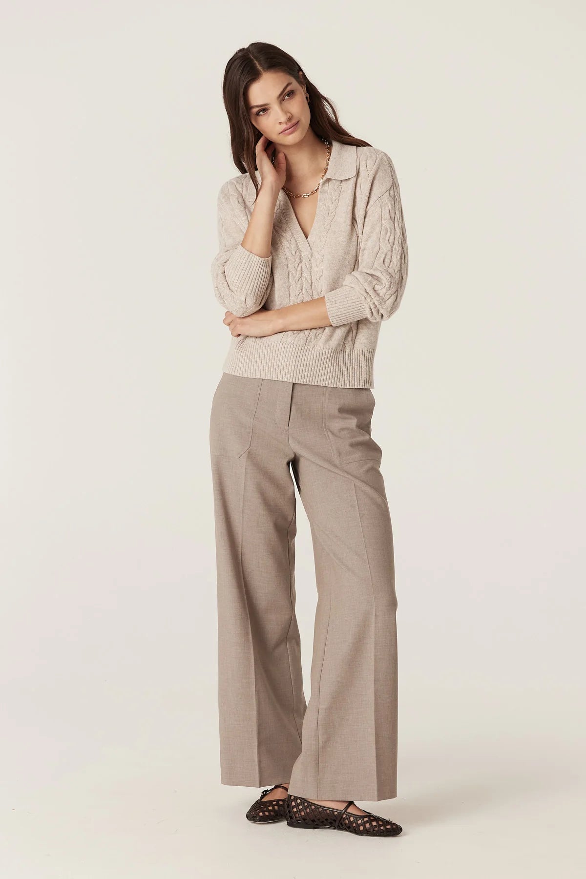 Cable Melbourne Cashwool Cable Polo Jumper