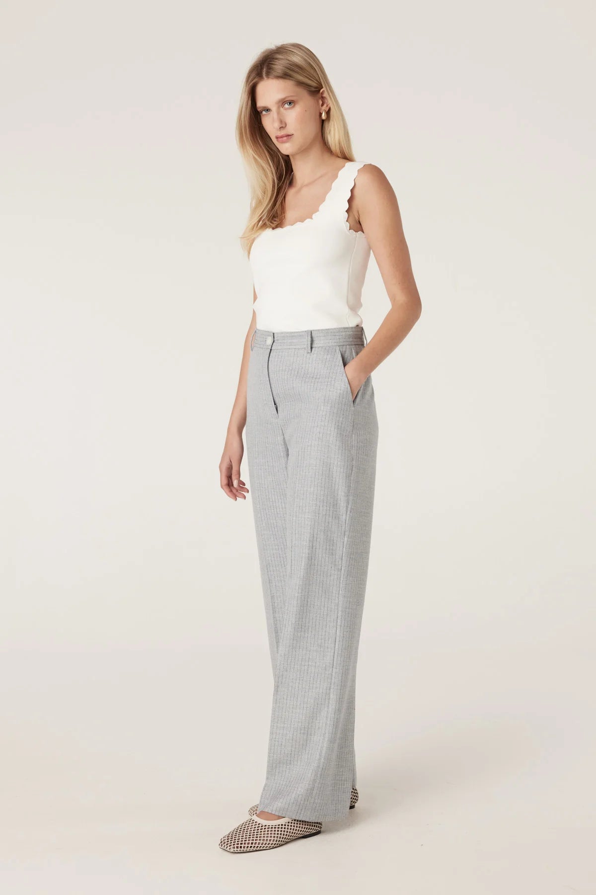 Cable Melbourne Villa Crepe Knit Scallop Tank