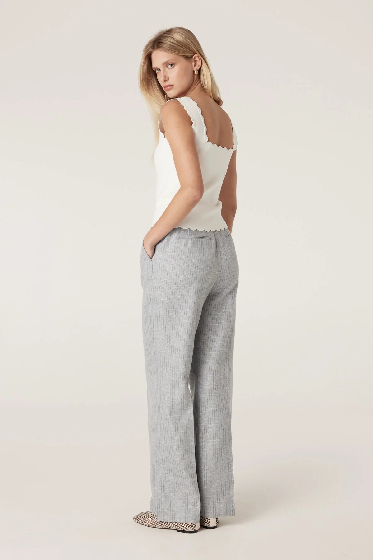 Cable Melbourne Villa Crepe Knit Scallop Tank