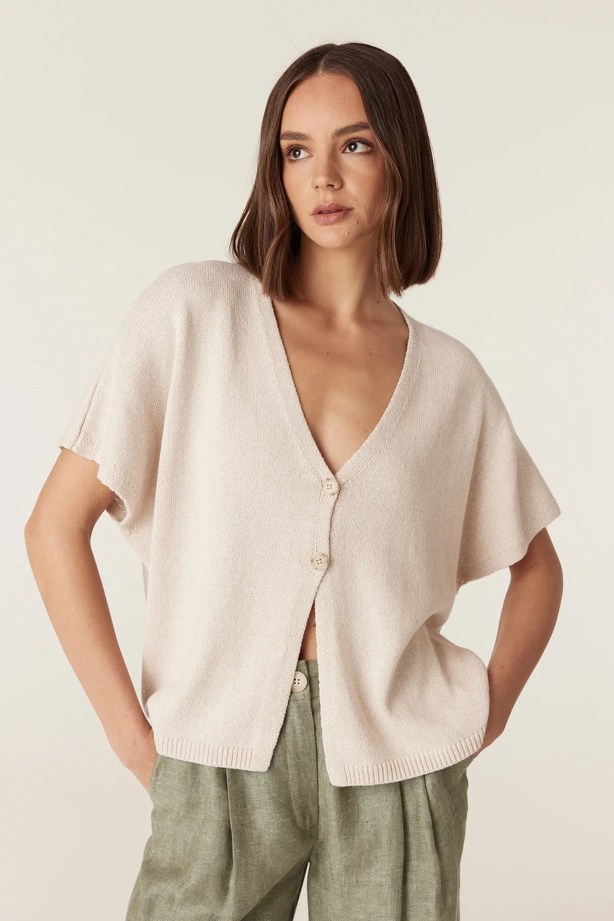 Cable Flax Relaxed Top